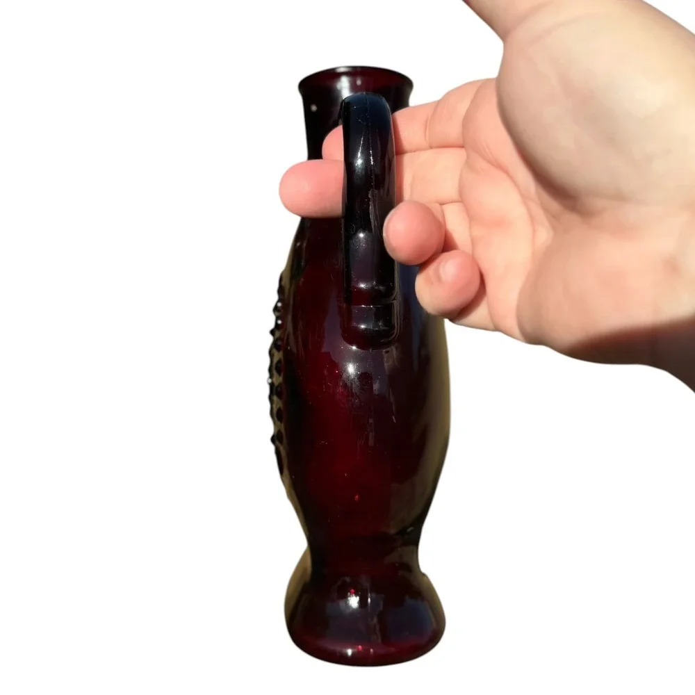 Vintage Wheaton Ruby Red Glass Decanter Pitcher Star Medallion Jim Beam 1970s
